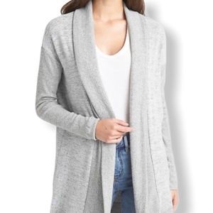 GAP Woman's Medium Tall Longline Cardigan Grey Open Front Sweater